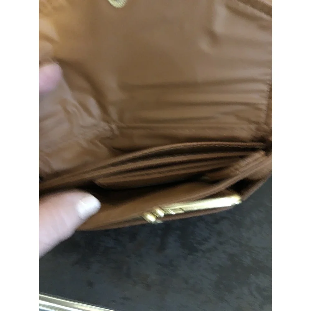 Faux Leather Brown Paisley Envelope Snap Wallet w/ Kisslock Coin Purse-8x4.5 VTG